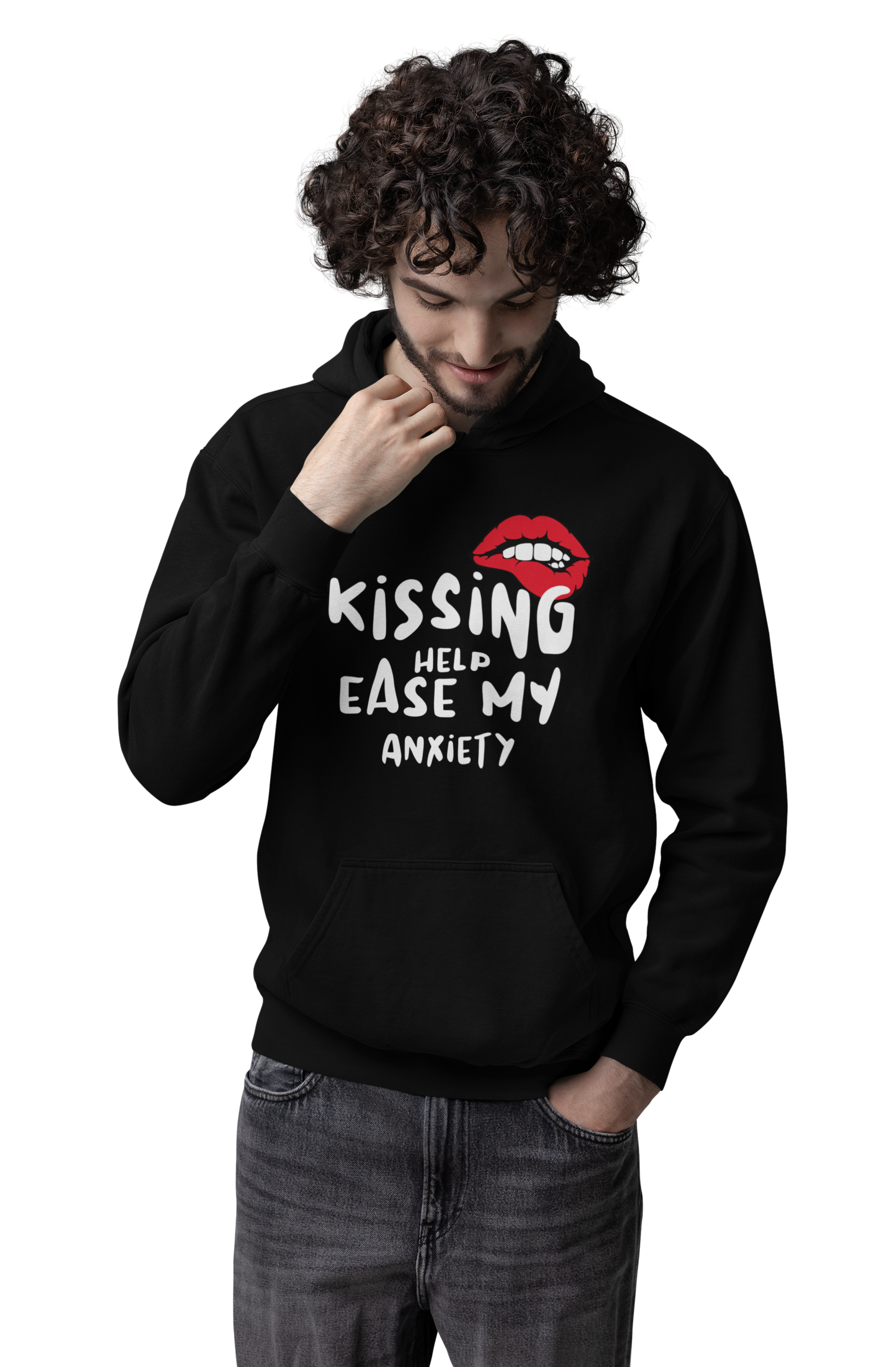 Alfaq Kissing help ease my Anxiety Hoodie